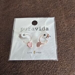 Pura Vida Pink Heart Hoop Earrings